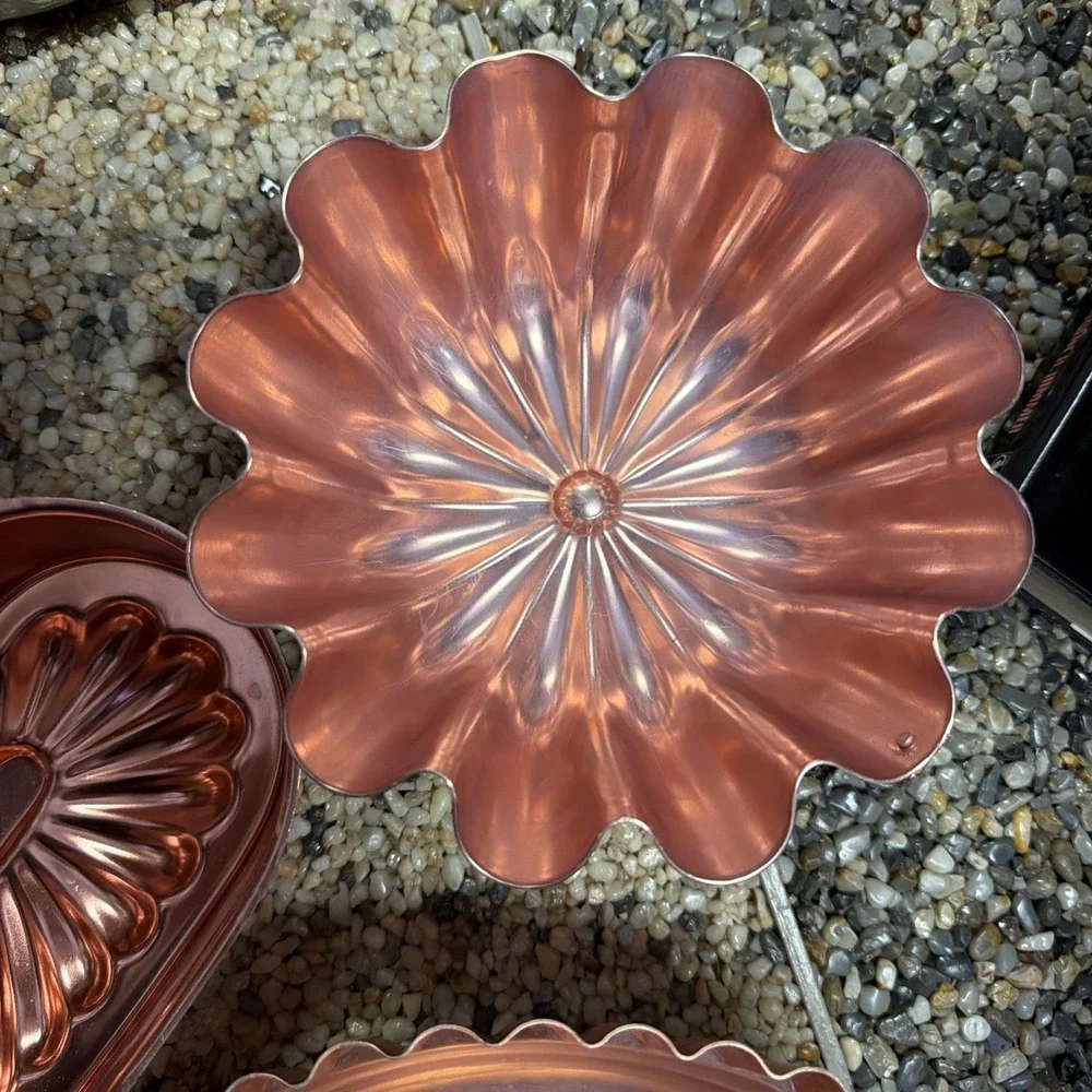 Vintage Copper Wall Decor‎ Hangers Plated Tin Lot Of 3 Antique
